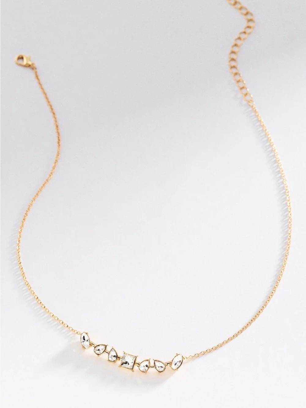 New! Anthropologie 14K Gold Plated Crystal Mix Necklace NWT